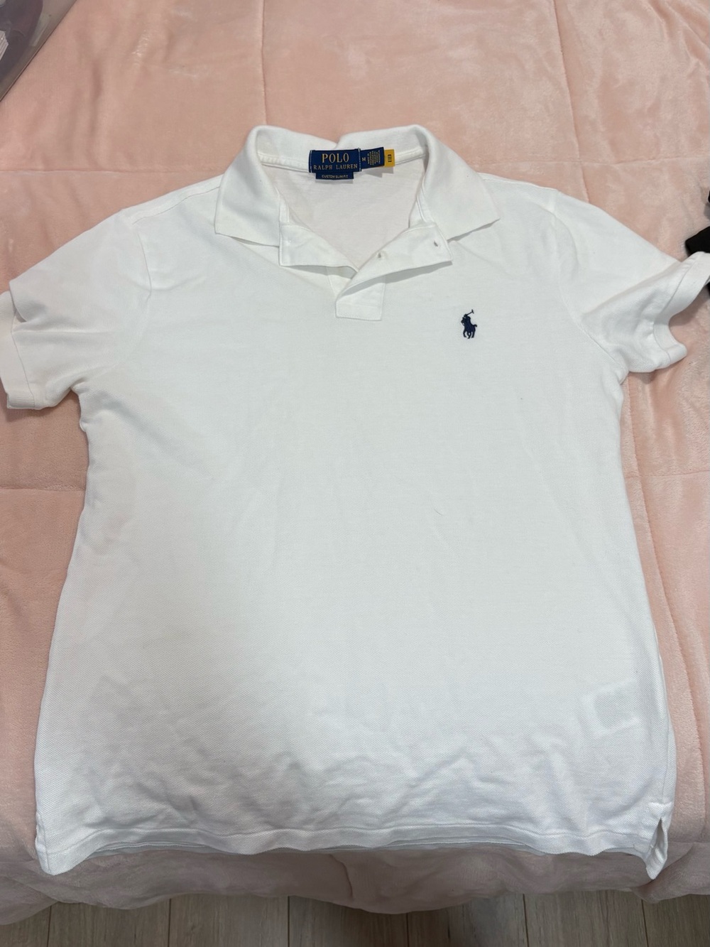 Ralph Lauren White Polo Shirt with Navy Logo